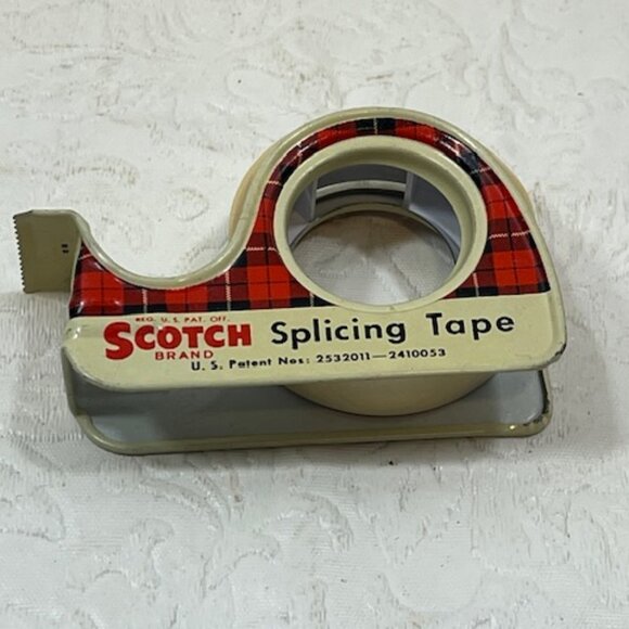 VTG 3M Scotch Splicing Tape Tin Plaid Dispenser Advertising Collectible 2.75" - Picture 4 of 10